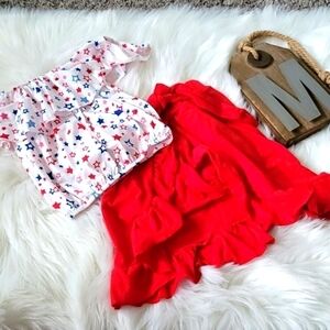 All American red star flyaway skort set NWOT